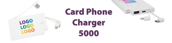 Card Phone Charger 5000 showing connector ends and branding space