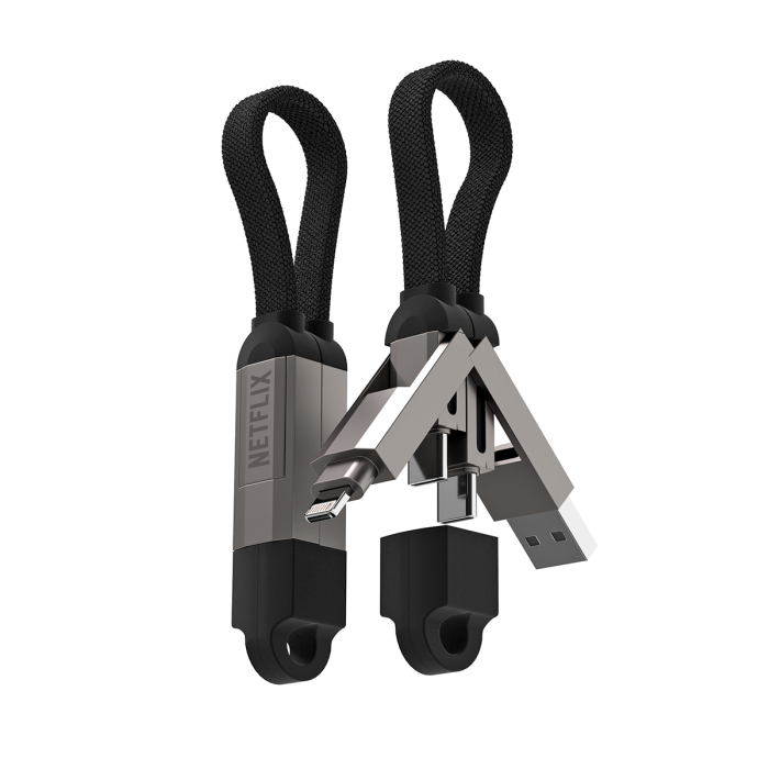Metal 4 in 1 Cable branded with netflix logo