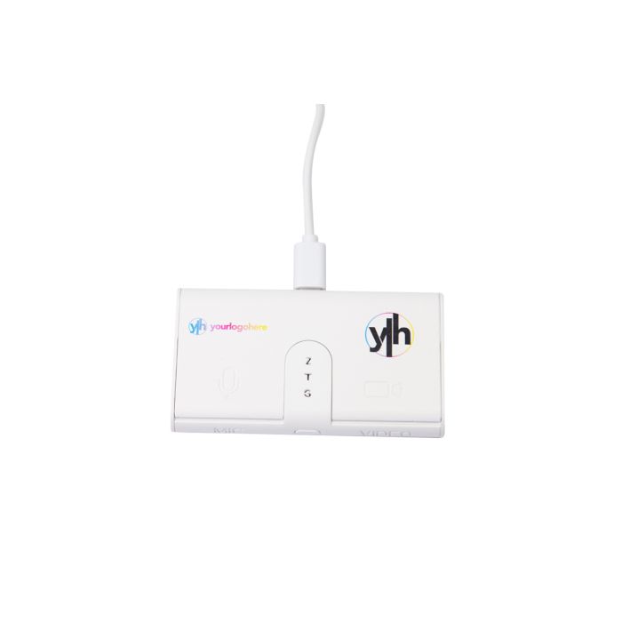 Mute button with colourful logo
Mute button with colourful logo