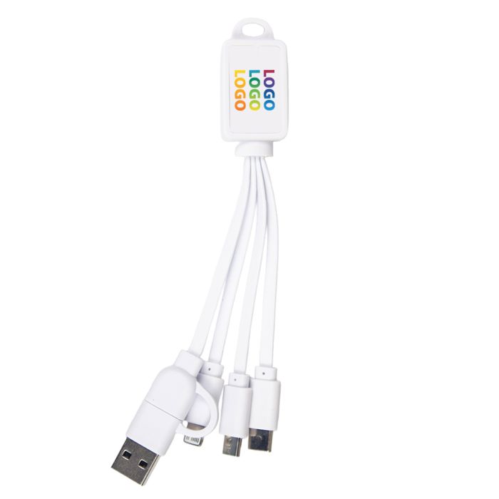 Promotional 5 in 1 Cable with logo branded on front