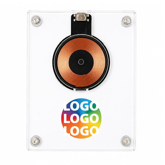 Transparent wireless charger with logo printed 