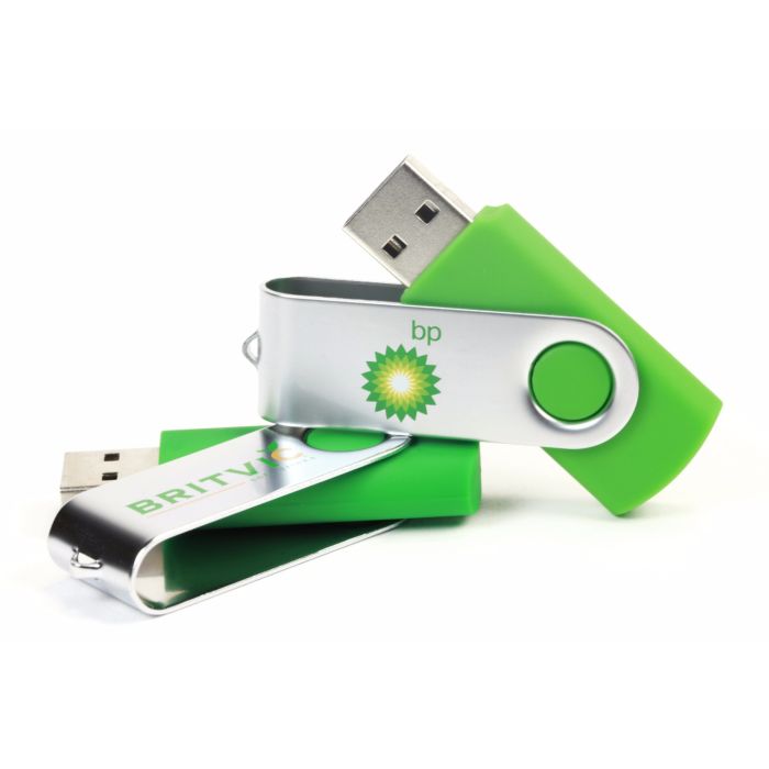 Green Twister USB stick with BP logo