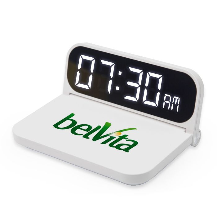 digital time displayed on alarm clock wireless charger 
