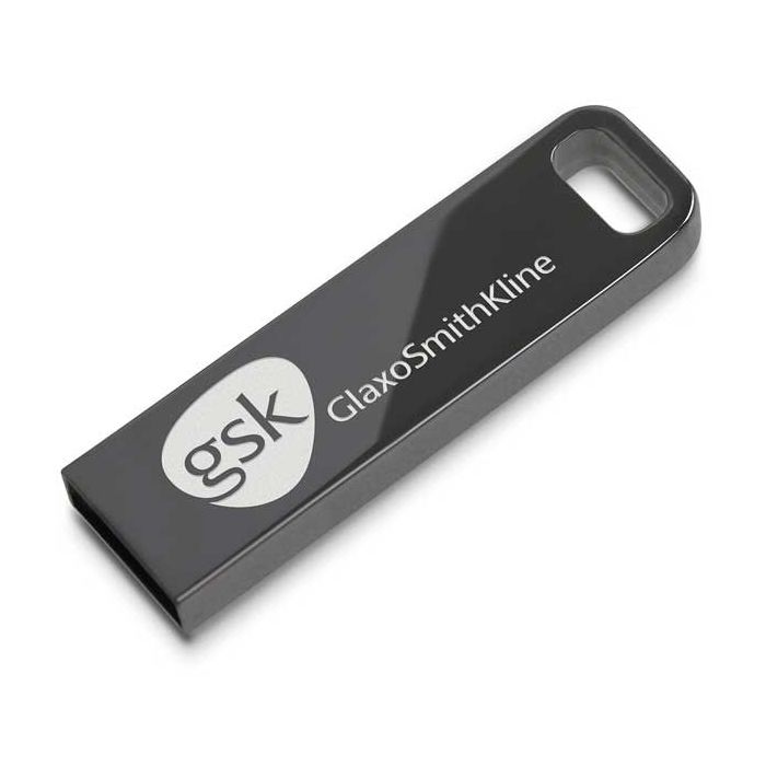 Gun metal grey iron stick USB engraved with GSK logo 