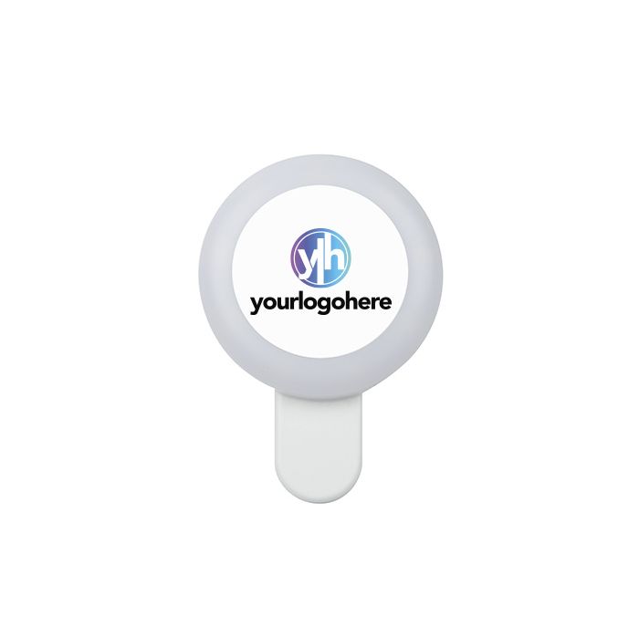 White promotional ring light with your logo here printed