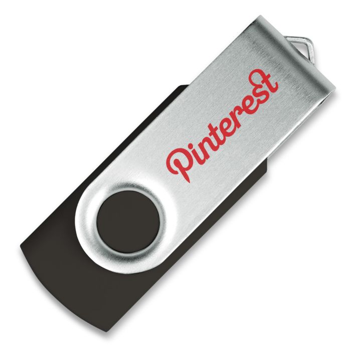 Black Twister USB stick with pinterest logo