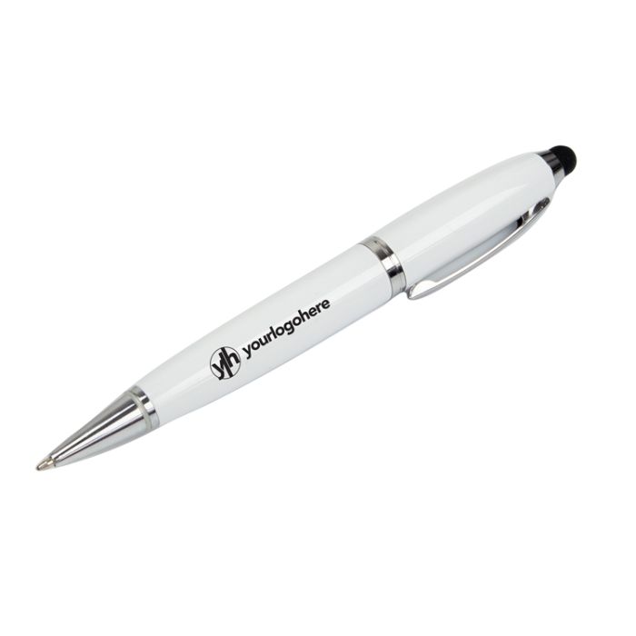 white USB stylus pen branded