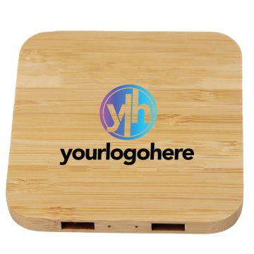 Bamboo Wireless charger with printed logo 