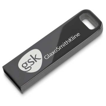 Gun metal grey iron stick USB engraved with GSK logo 