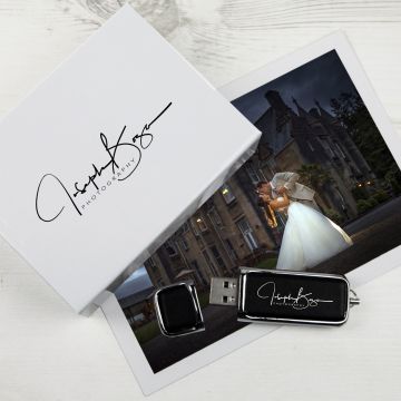 Mini white flip box white wedding photo and black rodeo USB