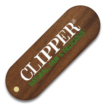 dark wood swivel USB stick printed with Clipper logo
