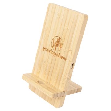 Eco-friendly Bamboo Charging Station for desk. Branded with laser engraving