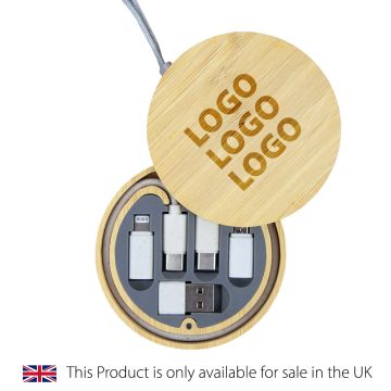 bamboo travel cable kit logo engraved