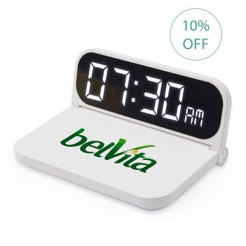 digital time displayed on alarm clock wireless charger 