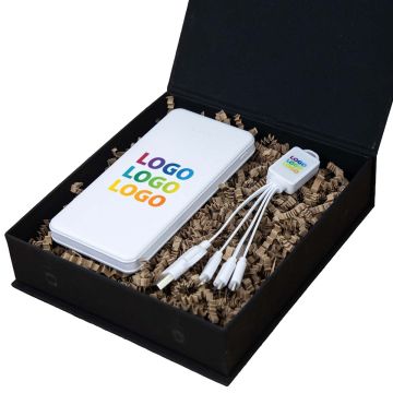 Promotional Corporate Gift Set with promo cable and power bank branded