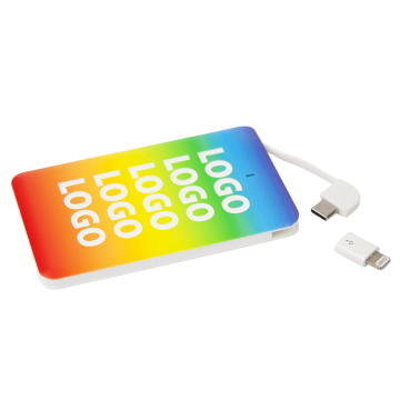 Customisable black credit card power bank with Lacoste logo