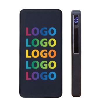 Promotional 10,000mAh powerbank black with custom logo