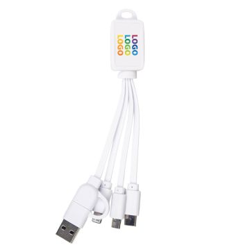 Promotional 5 in 1 Cable with logo branded on front