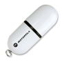 white pod shaped USB stick with motorola logo printed thumbnail