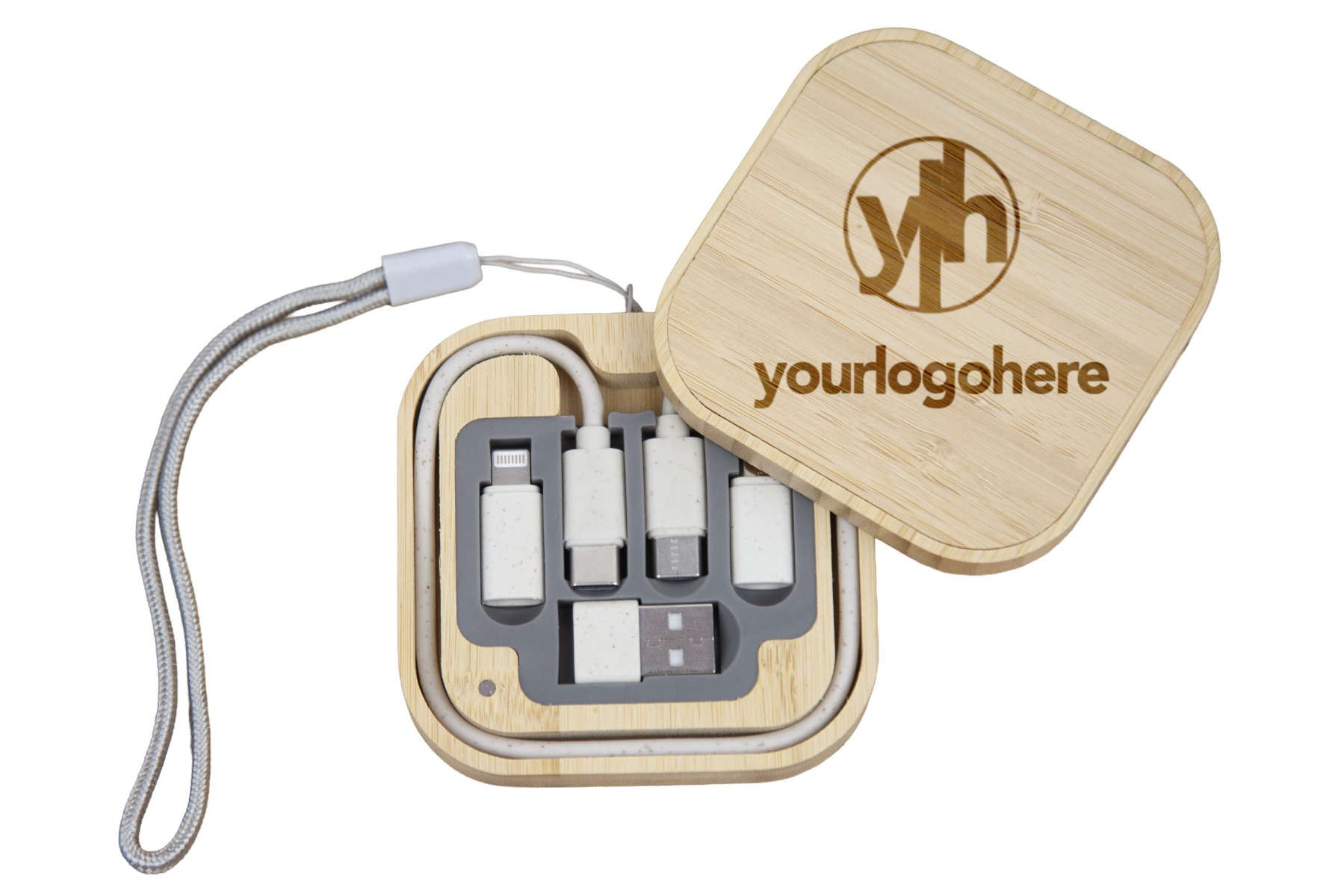 Bamboo Wireless Charging Cable Kit Square