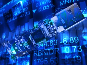 USB Flash drive with stock exchange style numbers and graphics