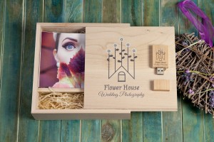 Square Maple Wooden USB Gift Box