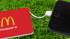 Credit Card Power Bank Charging iPhone