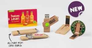 Eco corn starch USB sticks printed with logos