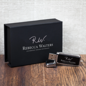 Black Leather USB and gift box with photography logo