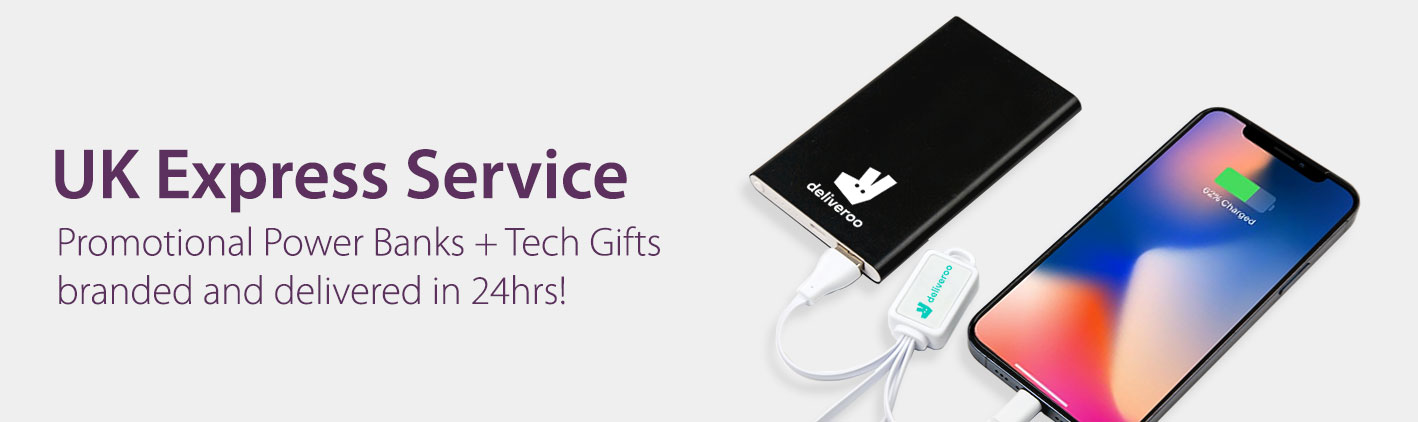 power bank printed with deliveroo logo on USB2U express Service