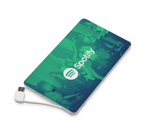 credit card 4000 power bank printed with spotify logo full bleed