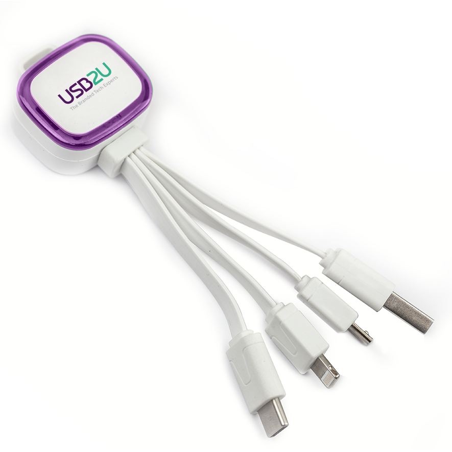 rainbow multi cable branded with USB2U logo