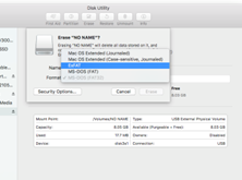 choose USB format exfat or fat32 on mac