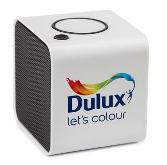 Cube Speaker branded with Dulux logo