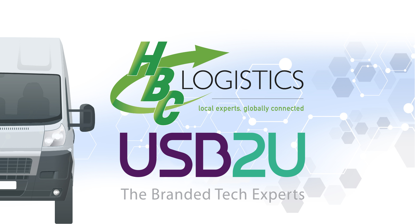 a van with the HBC logistics and USB2U logo 