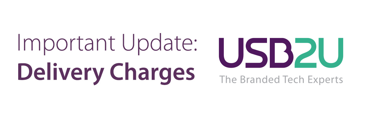 text that says important update: delivery charges alongside the USB2U logo